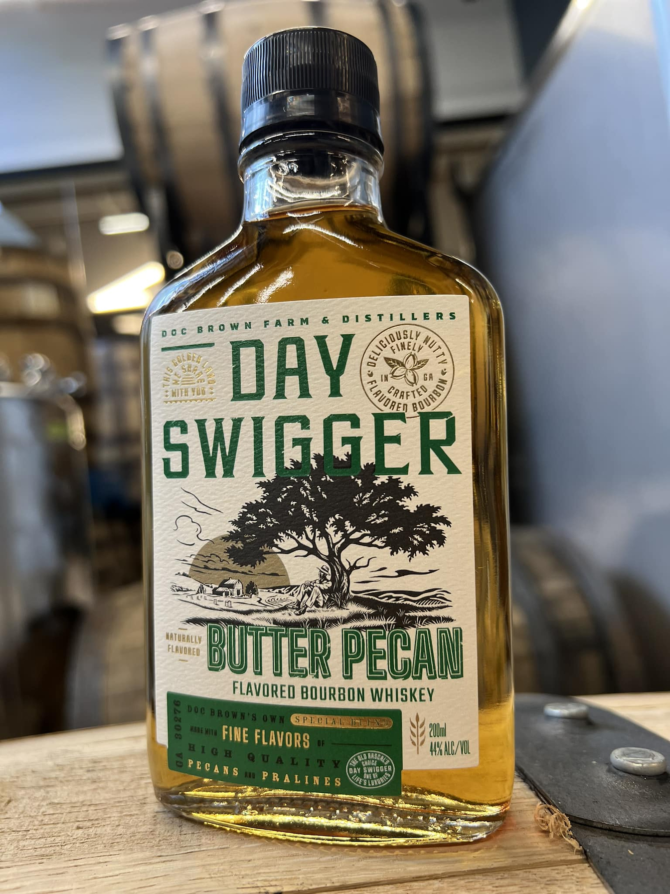 Doc Brown Farm and Distillers Day Swigger Butter Pecan Flavored Bourbon Whiskey